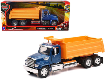 G-Scale Freightliner 114SD Dump Truck Blue and Yellow 1/32 Diecast from New Ray 11003