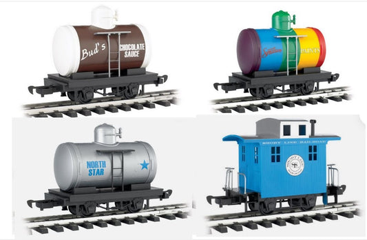 SET OF 4 BACHMANN G Lil Big Hauler Short Line RR Cars - Tanks and Caboose