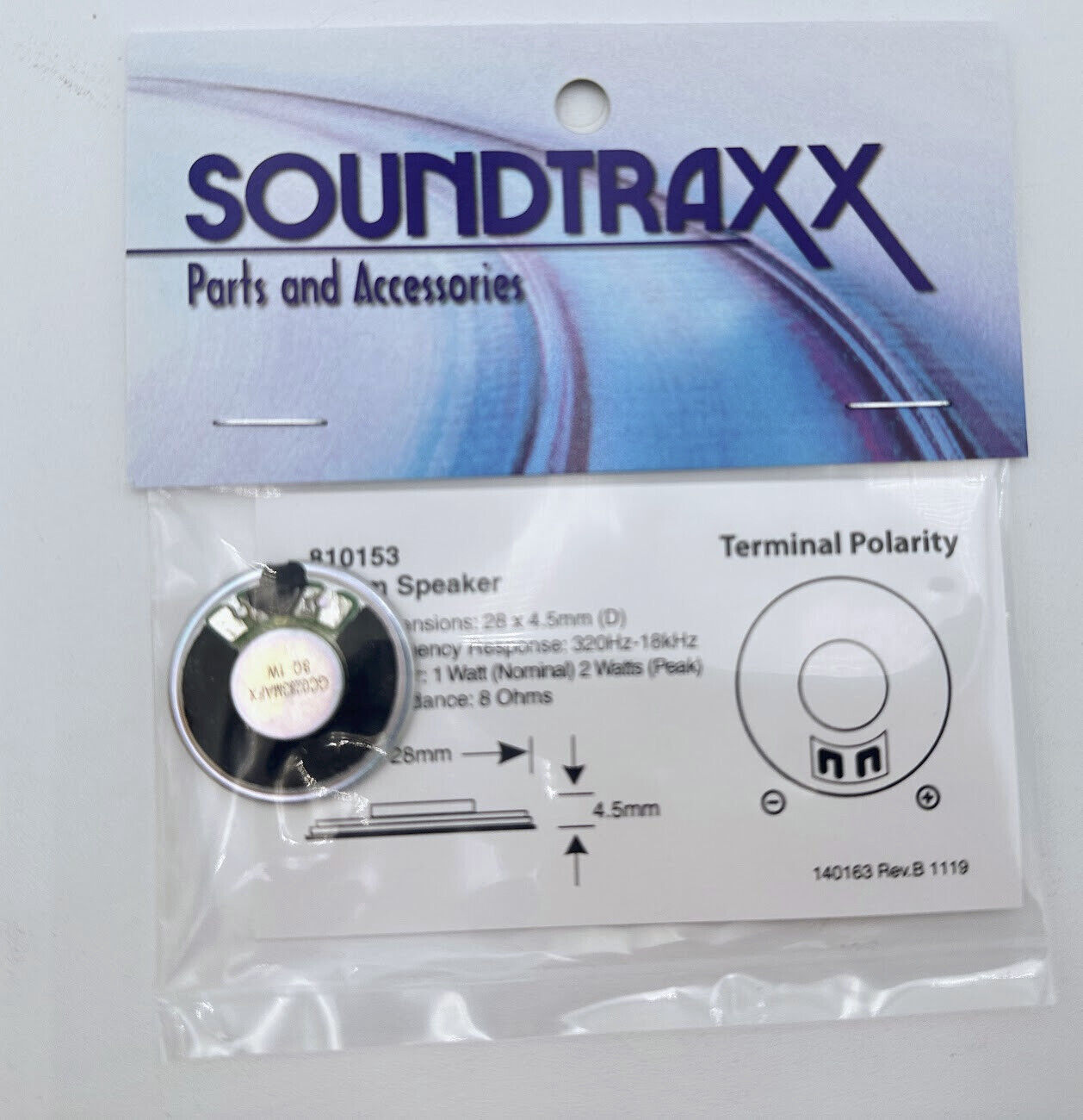 Soundtraxx 810153 - 28mm (1") Round Speaker for N or HO Scale DCC / SOUND