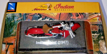 1947 Indian Chief Motorcycle Red Fender Die Cast with Plastic G scale Model