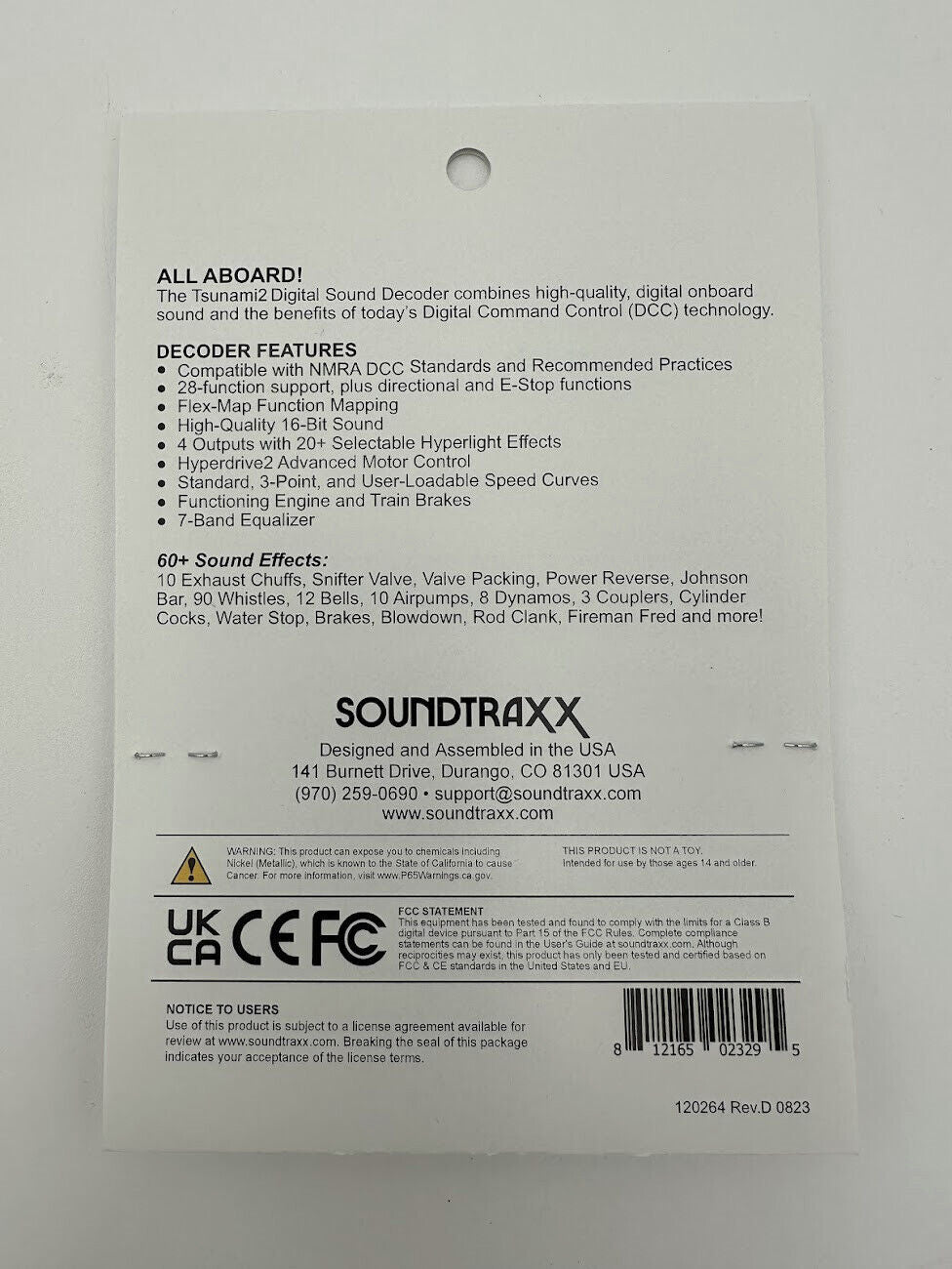 Soundtraxx Tsunami2 ~ TSU-1100 Steam 2 Sound Decoder 884006 Steam-2