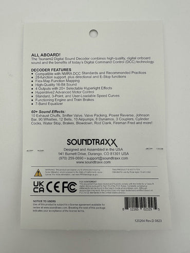 Soundtraxx Tsunami2 ~ TSU-1100 Steam 2 Sound Decoder 884006 Steam-2