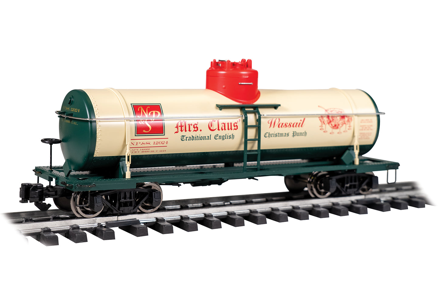 BACHMANN 95007 Single Dome Tank Car - NP&S #12024 Mrs. Claus' Christmas Punch