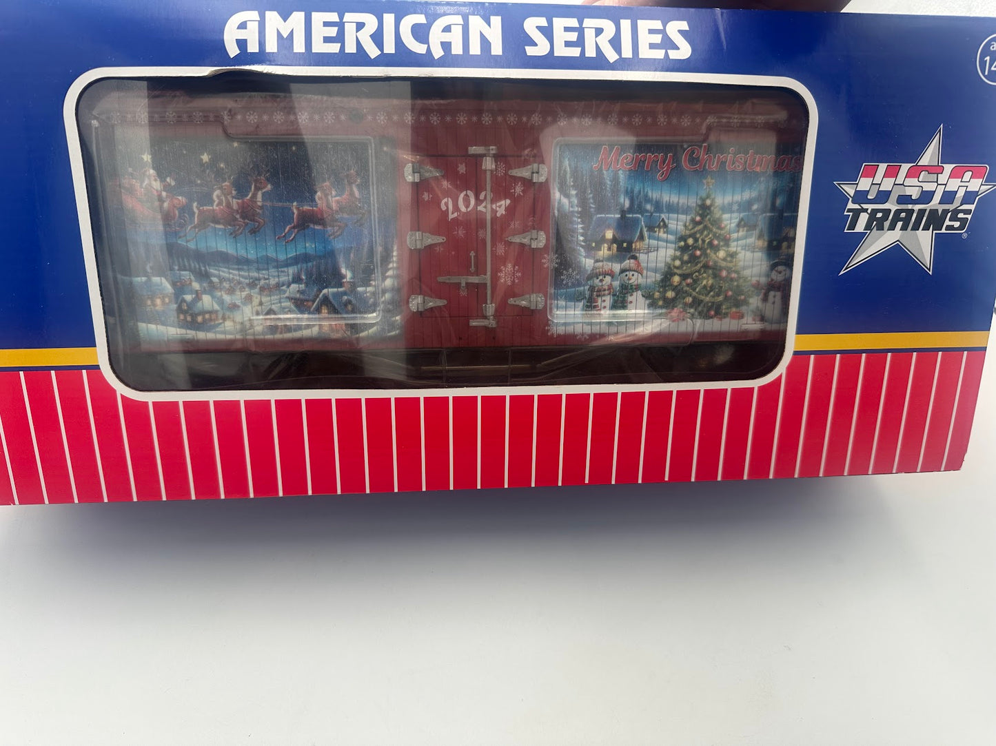 USA Trains EXCLUSIVE RED COLOR R13042 CHRISTMAS Reefer 2024 "Snowy Village" Holiday Car