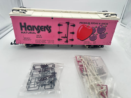 USA Trains Hansen's Natural Premium Soda RARE PINK Boxcar with Metal Wheels - Limited Run