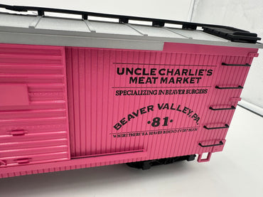 USA Trains Save a Tree Eat a Beaver PINK Reefer Boxcar - Limited Run