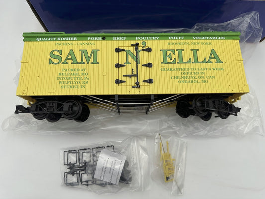 USA TRAINS R16056 SAM-N-ELLA REEFER, YELLOW 1 of 1