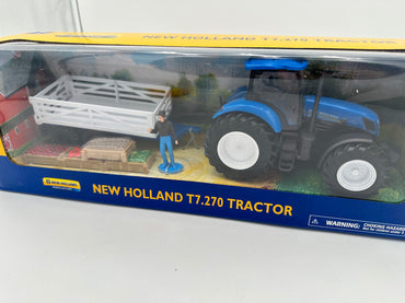 New Holland Farm Tractor and Trailer with Figure for G Scale Scenics, New-Ray 1:32