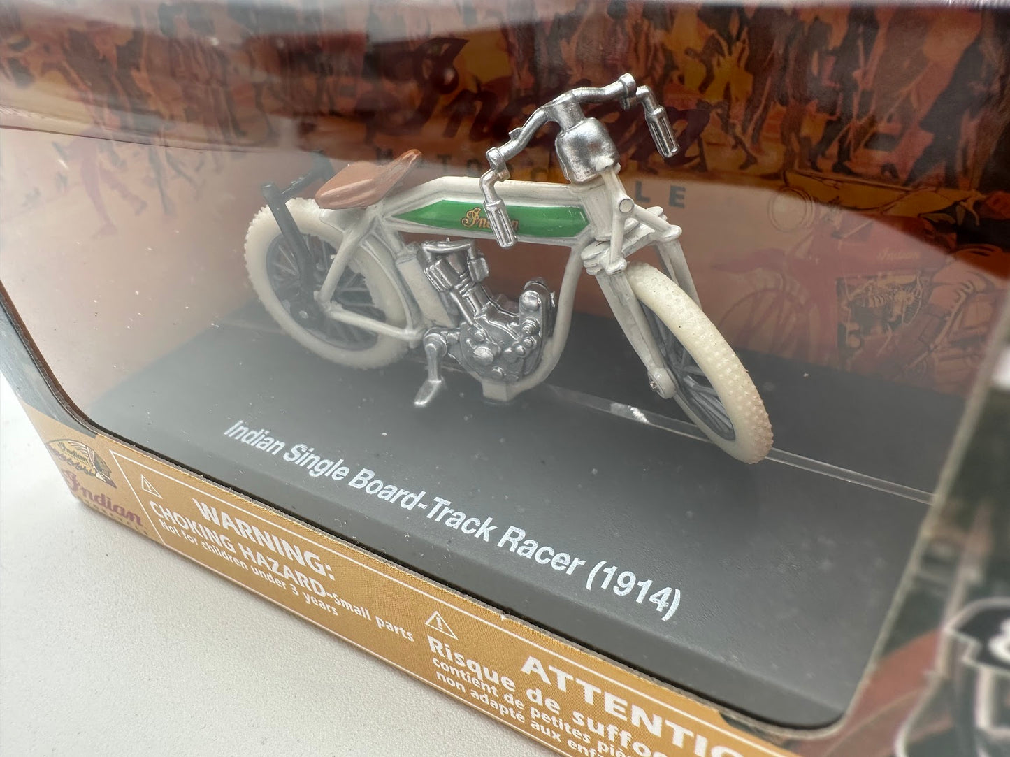 1914 Indian Single Board Track Racer Motorcycle Die Cast with Plastic G scale