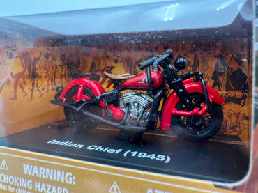 1945 Indian Chief Motorcycle Die Cast with Plastic G scale Model