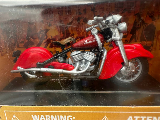 1947 Indian Chief Motorcycle Red Fender Die Cast with Plastic G scale Model