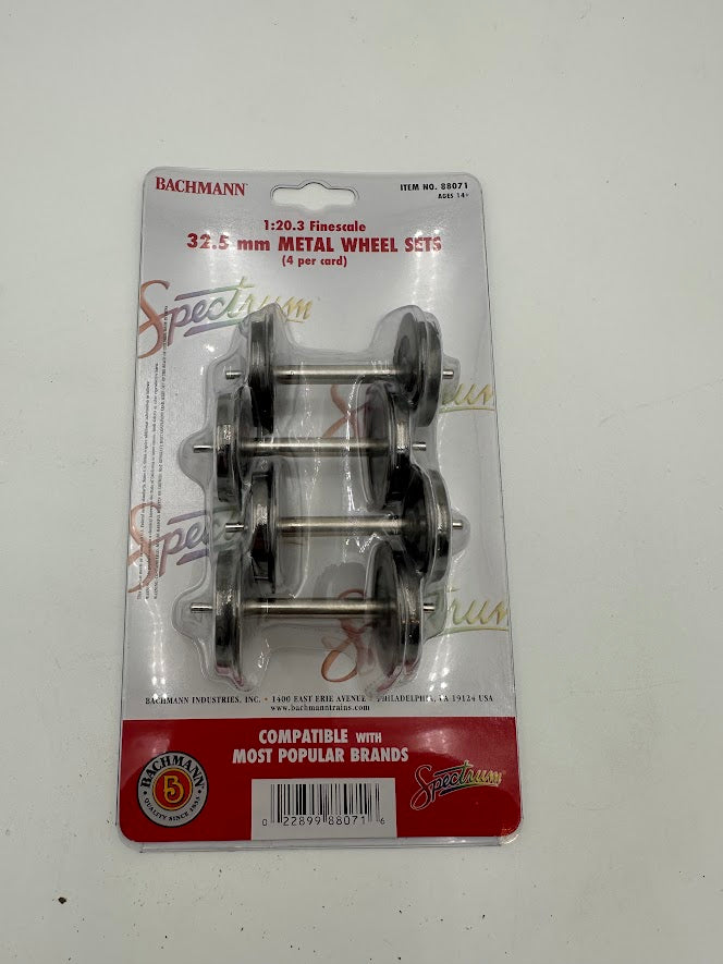 Bachmann 88071 32.5MM WHEEL SETS- 2 PAIR (4 Axels) 1:20.3 Finescale