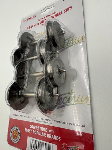 Bachmann 88071 32.5MM WHEEL SETS- 2 PAIR (4 Axels) 1:20.3 Finescale