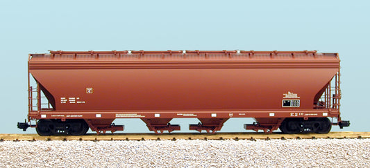 USA Trains R14101 Undecorated 4-BAY Center Flow Covered Hopper - RED OXIDE