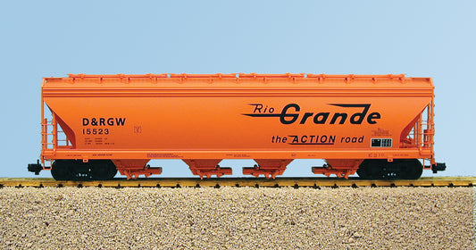 USA Trains R14106 D&RGW Denver Rio Grande 4-BAY Center Flow Covered Hopper - ORANGE