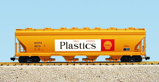 USA Trains R14117 SHELL 4-BAY Center Flow Covered Hopper - YELLOW
