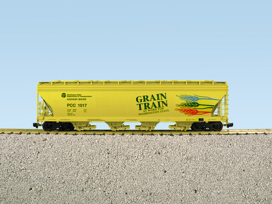 USA Trains R14136 Grain Train 4-BAY Center Flow Covered Hopper - LIGHT GREEN/YELLOW