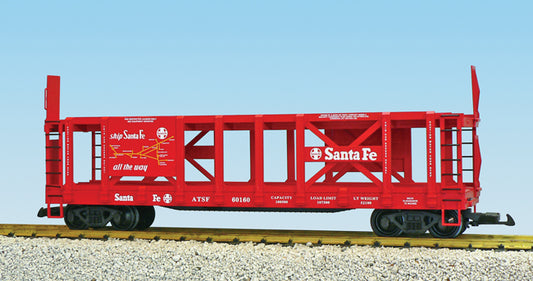 USA Trains R17233 Santa Fe with Map Two-Tier Auto Carrier Flat Car - RED