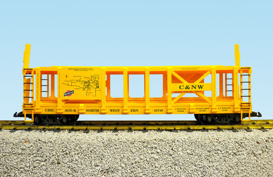 USA Trains R17237 C&NW with Map Two-Tier Auto Carrier Flat Car Yellow
