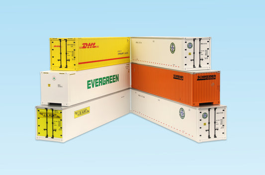 USA Trains R1742E 6 Pack Shipping Container Set #2, Intermodal Flat Car Containers