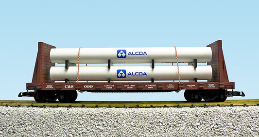 USA Trains R17617A C&S PIPE LOAD Flatcar with Alcoa Pipe Load #099 BC RED