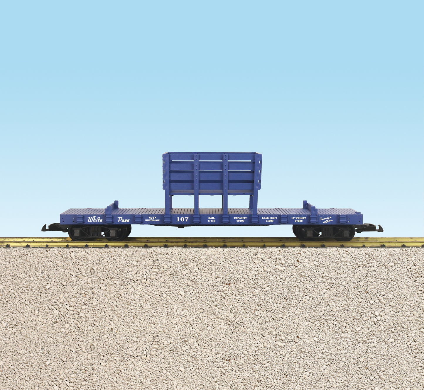 USA Trains Whie Pass Rail & Tie Car BLUE R1818