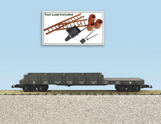USA Trains Great Northern Work Flatcar with Load of Tools R1829