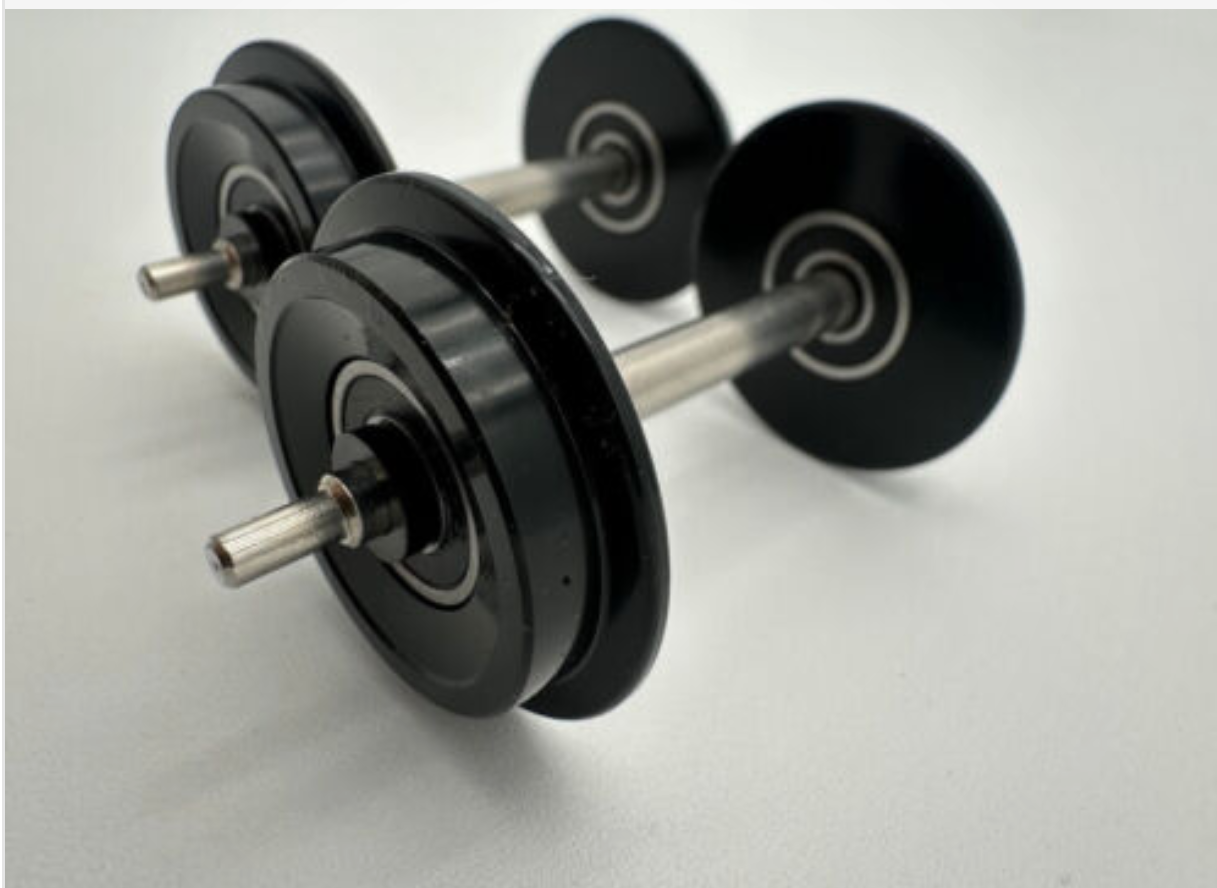 G Scale BALL BEARING Roll-EZ BLACK Metal Wheels - 1 Pairs / 2 Axles