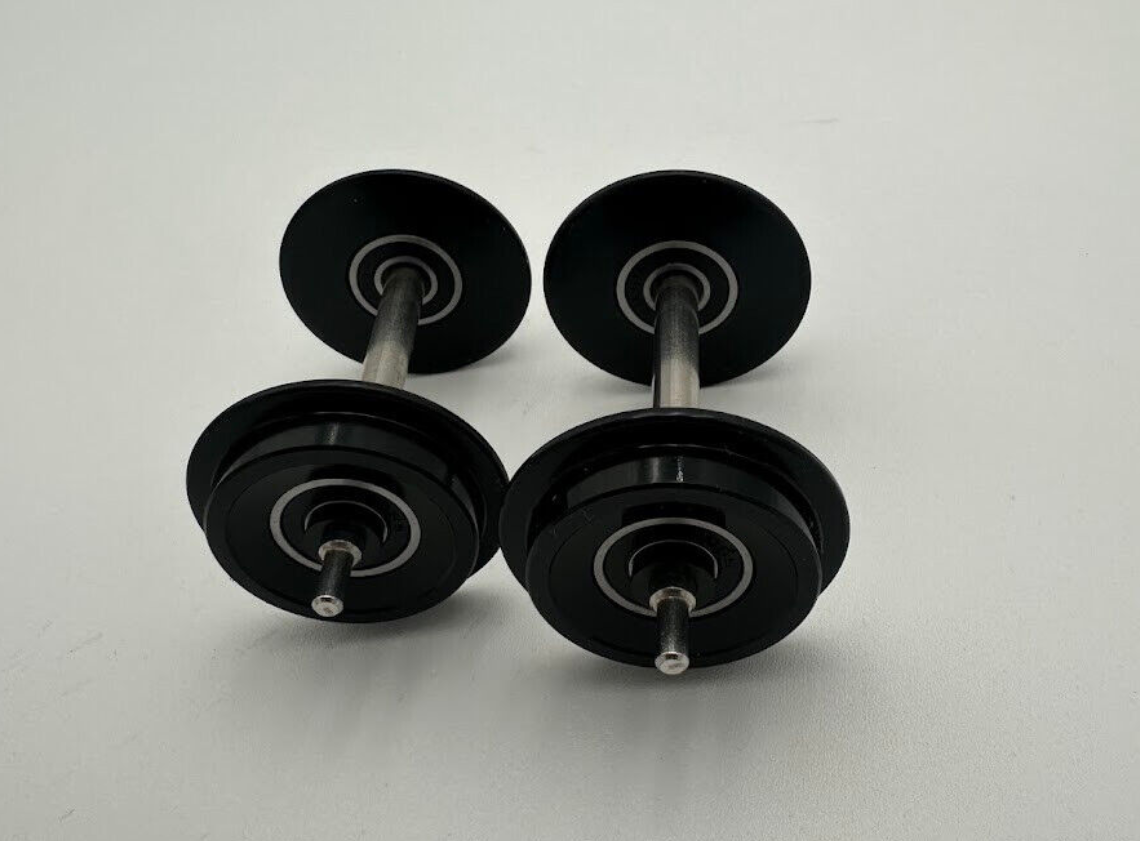 G Scale BALL BEARING Roll-EZ BLACK Metal Wheels - 1 Pairs / 2 Axles