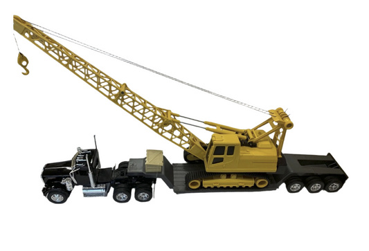 G-scale 1/32 Die Cast Kenworth W900 & Lowboy Trailer & Giant Construction Crane