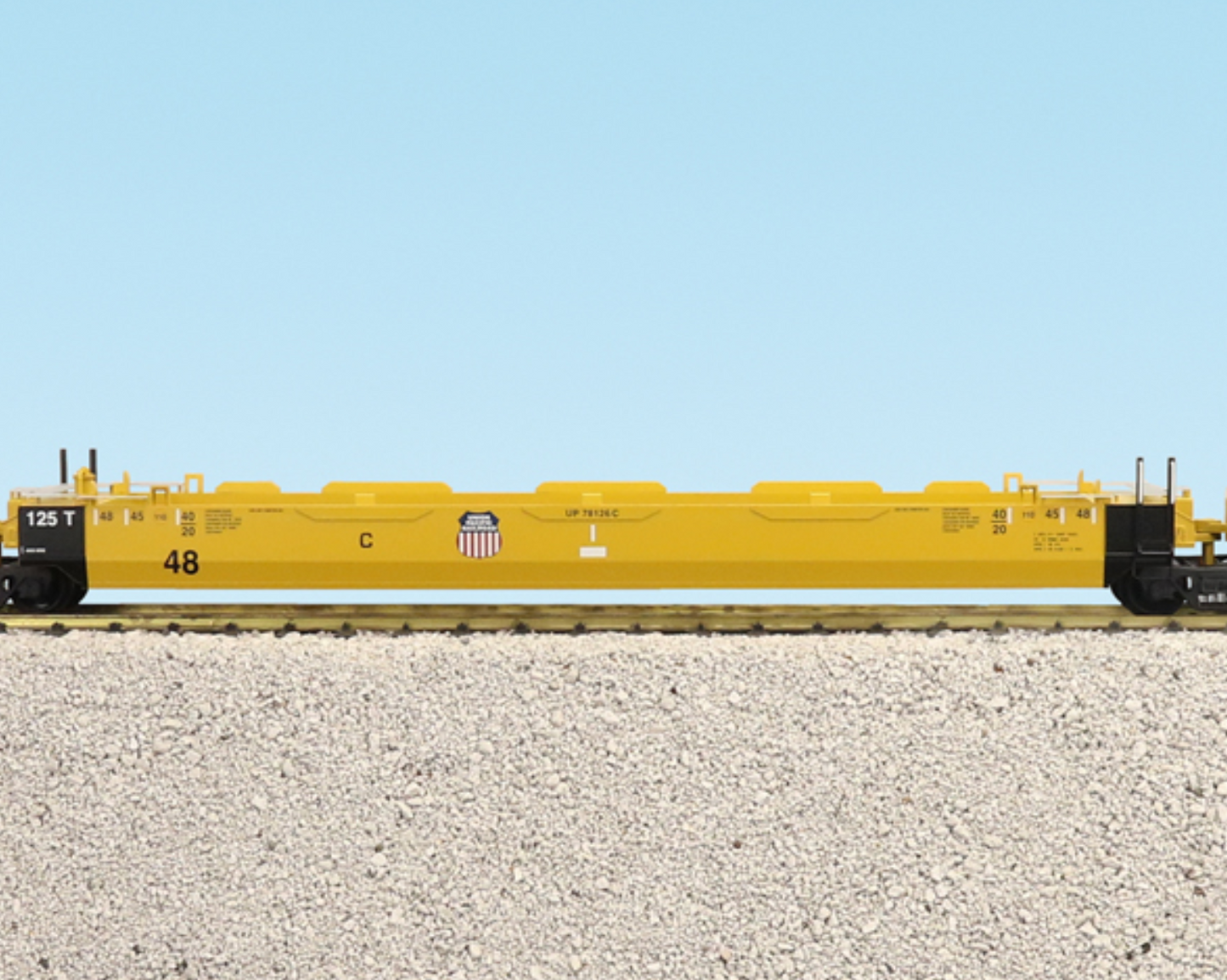 USA TRAINS INTERMODAL 3 UNIT Articulated Set - Yellow Union Pacific R17163 - No Containers