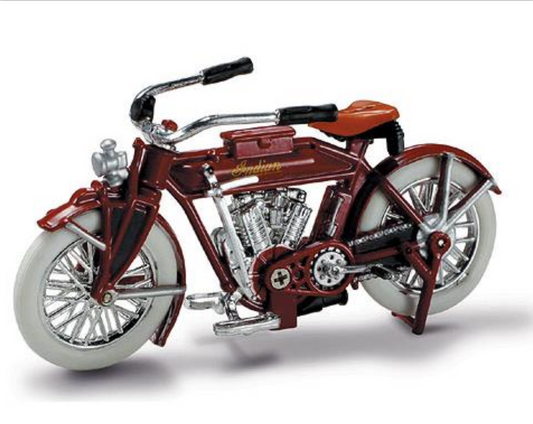 Indian V-2 1912 Red Motorcycle Die Cast with Plastic G scale Model