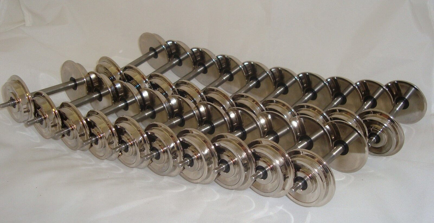 5 PAIR (10 Axels) ROLL-EZ Silver/Chrome Metal G Scale Train Wheels