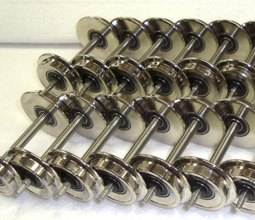 10 Pair (20 Axles) Roll-EZ Ball Bearing Polished Silver/Chrome Metal Train Wheels