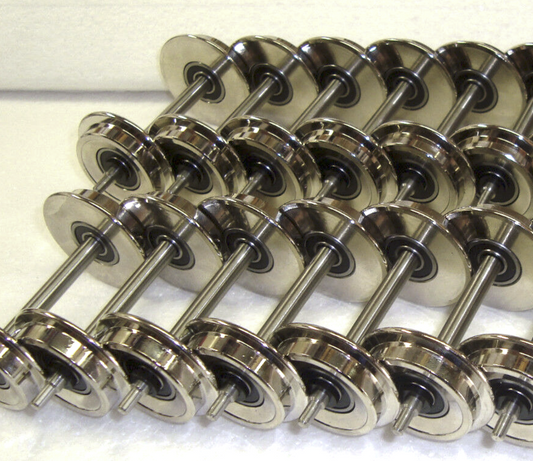 5 PAIR (10 AXLES) ROLL-EZ Ball Bearing Silver/Chrome Metal Train Wheels