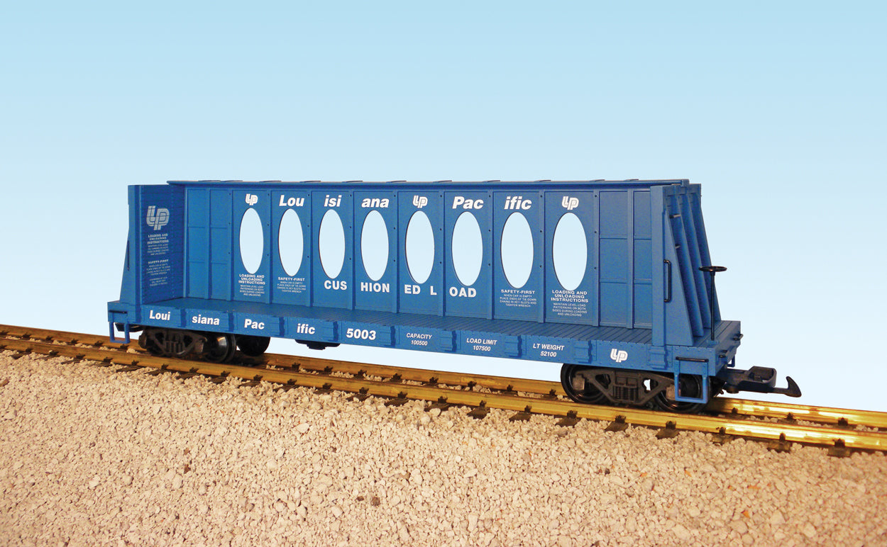 USA Trains G Scale CENTER I-BEAM FLAT CAR Louisiana Pacific R17406A - B&M Blue #5002 (Copy)