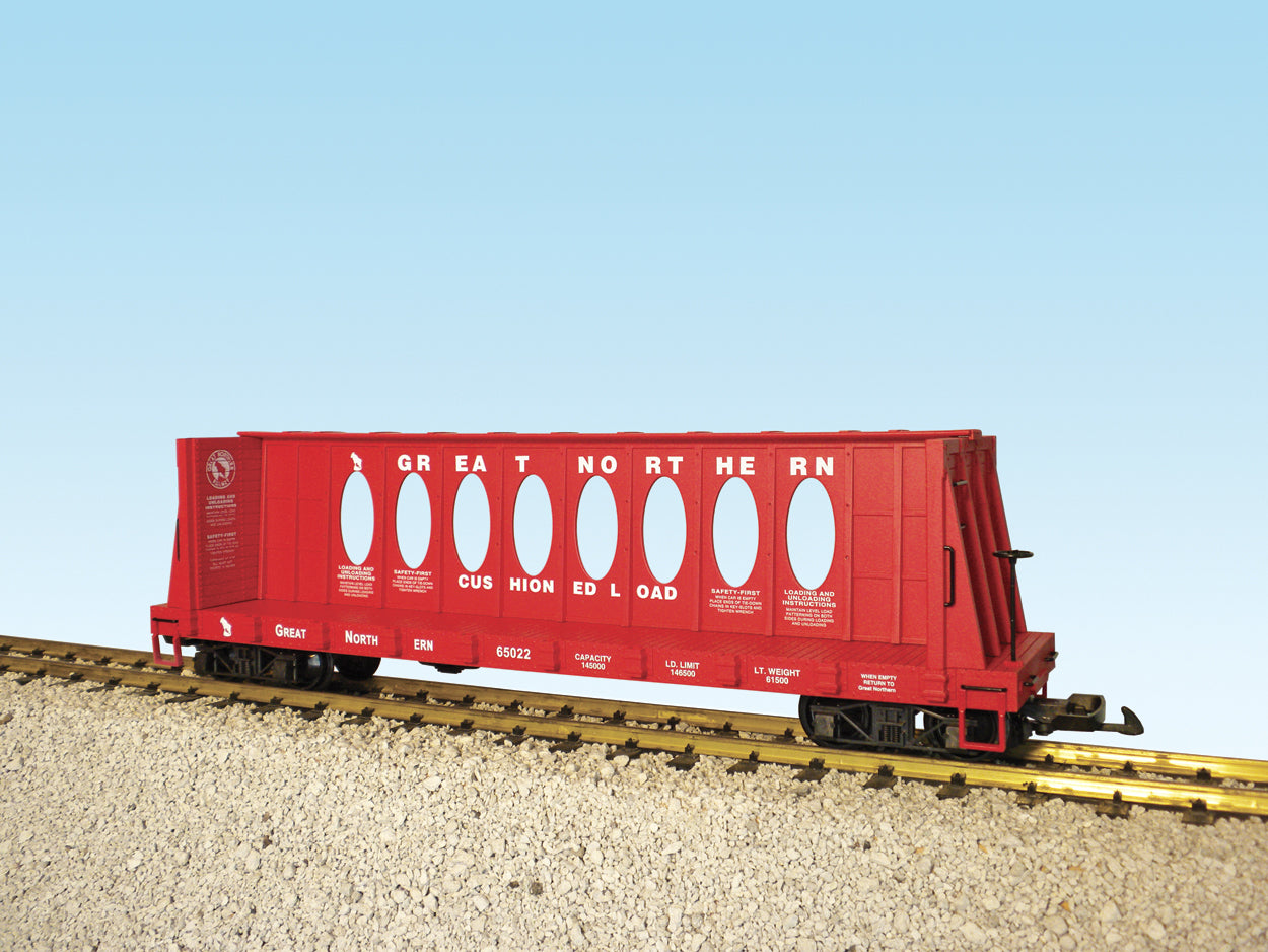 USA Trains G Scale R17414A Great Northern CENTER I-BEAM FLAT CAR - RED #65024