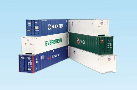 USA Trains R1743E 6 Pack Shipping Container Set #3, Intermodal Flat Car Containers
