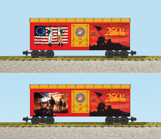 USA Trains R19162 USMC Marines 250TH Anniversary 2-Sided Military Boxcar