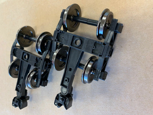 2 BACHMANN G-SCALE Sandard Archbar Freight Trucks with Metal Wheels and Knuckle Couplers