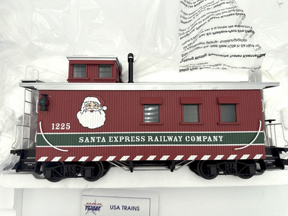 USA Trains R12026 #1225 CHRISTMAS Santa Woodside Lighted Caboose Metal Wheels