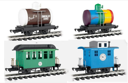SET OF 4 BACHMANN G Lil Big Hauler Short Line RR Cars - Tanks, Caboose, Coach
