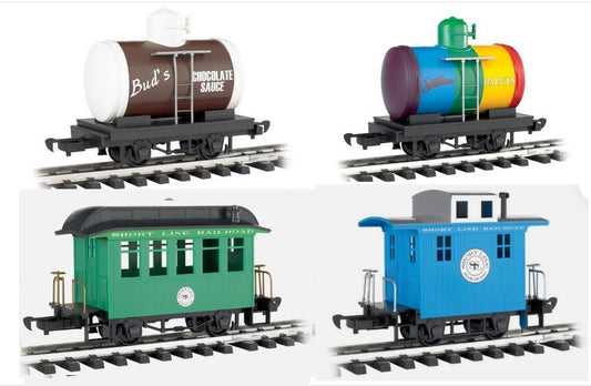 SET OF 4 BACHMANN G Lil Big Hauler Short Line RR Cars - Tanks, Caboose, Coach
