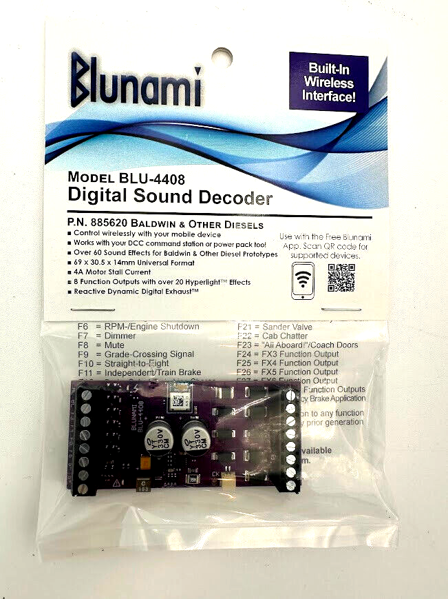 Soundtraxx 885620 Blunami BLU-4408 Digital Sound Decoder Baldwin and Other Diesels