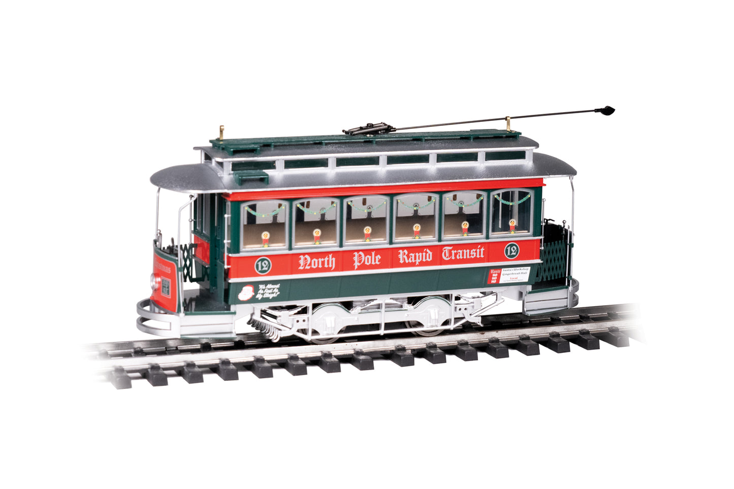 Bachmann 93943 Christmas Trolley North Pole Rapid Transit Streetcar with Metal Gears