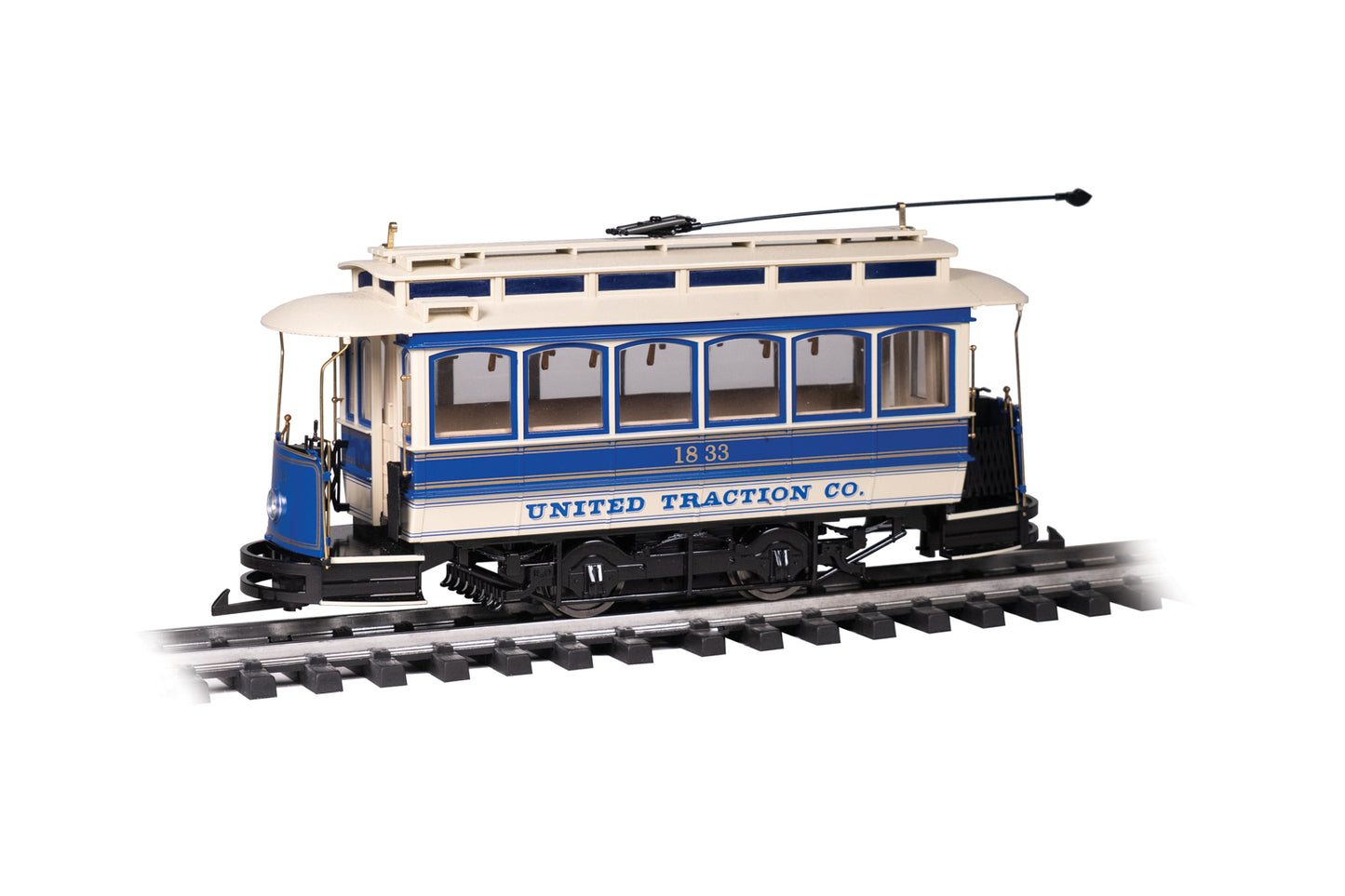 Bachmann 93944 G UNITED TRACTION Co. TROLLEY WITH METAL GEARS, Blue