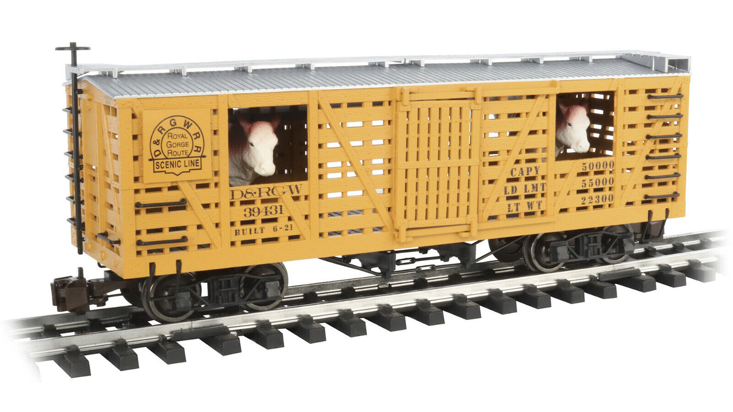 Bachmann 98706 D&RGW Animated Moving Cows Stock Car with Metal Wheels