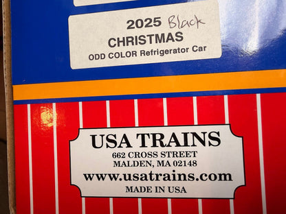 SPECIAL COLOR USA Trains R13043 CHRISTMAS Reefer 2025 "Snowmen" Holiday Boxcar - Black