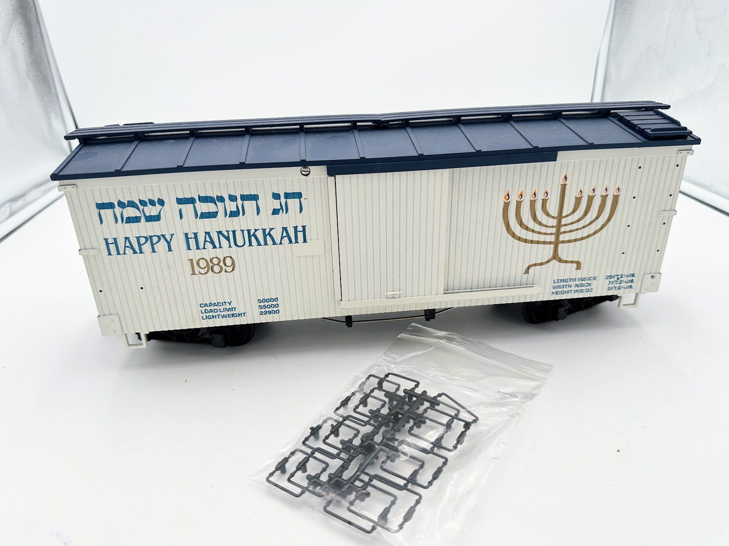 USA Trains 1989 Happy Hanukkah Boxcar - Blue and White