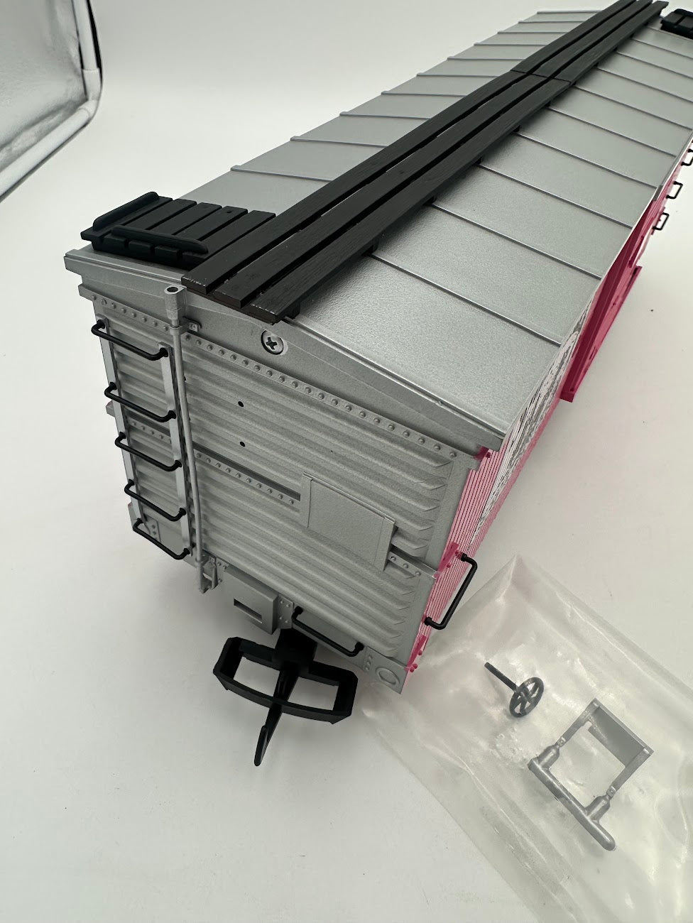 USA Trains Save a Tree Eat a Beaver PINK Reefer Boxcar - Limited Run